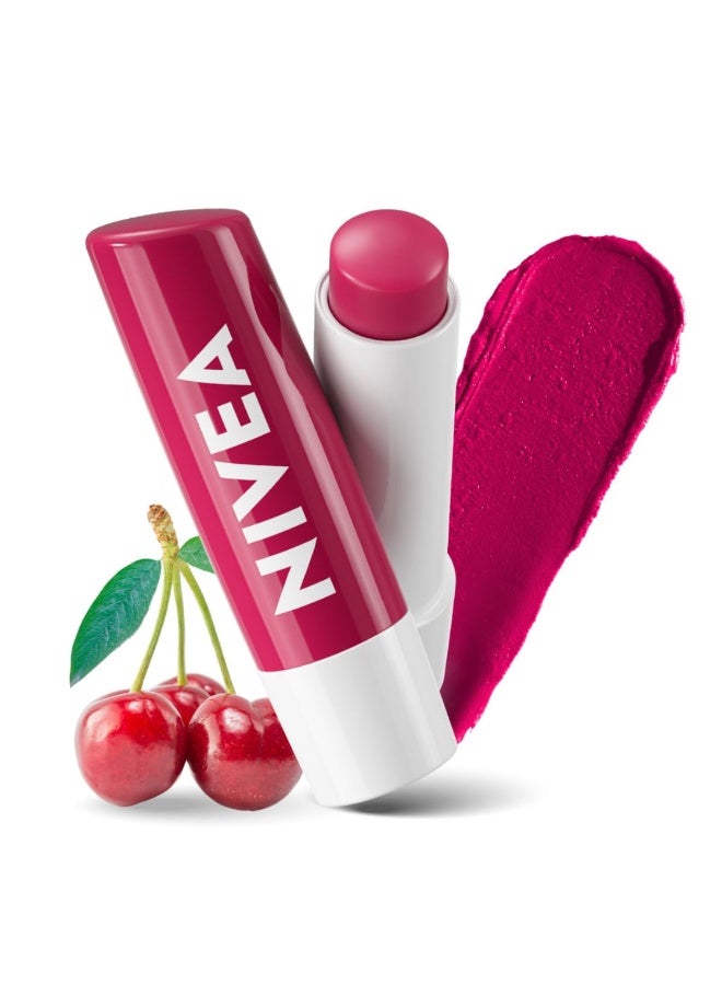 NIVEA Cherry Shine 4.8g Lip Balm|24 H Melt in Moisture Formula|Natural Oils|Glossy Finish,(Pack of 1) - Image 1